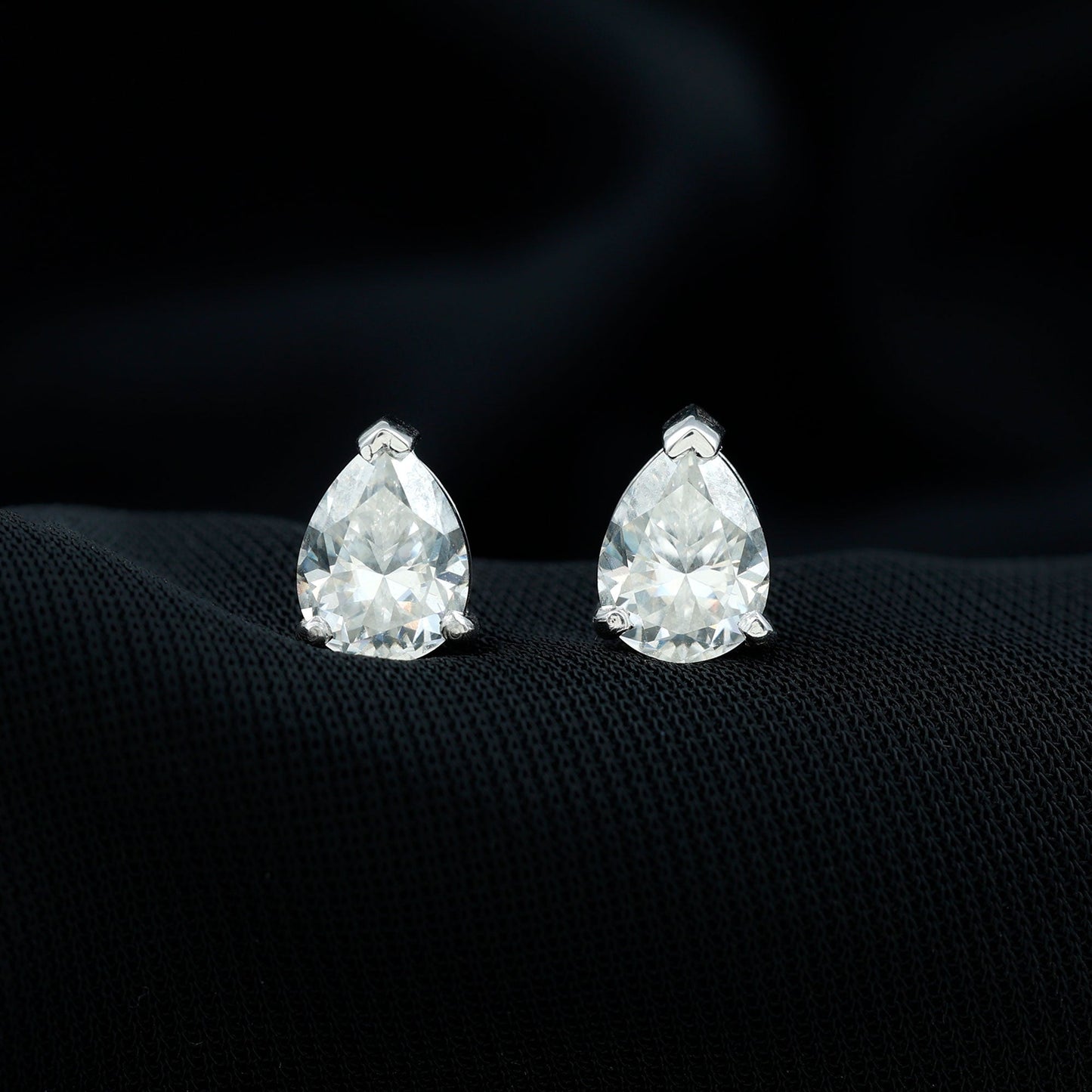 Solitaire Pear Cut Moissanite Stud Earrings
