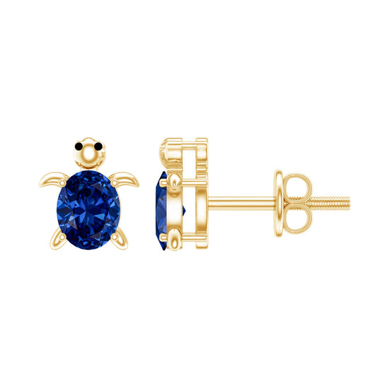 1.2 Carat Lab Created Blue Sapphire Turtle Stud Earrings