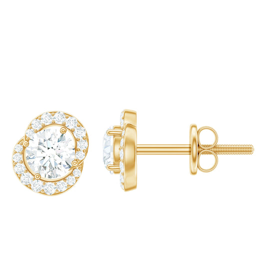 Certified Moissanite Everyday Stud Earrings with Screw Back