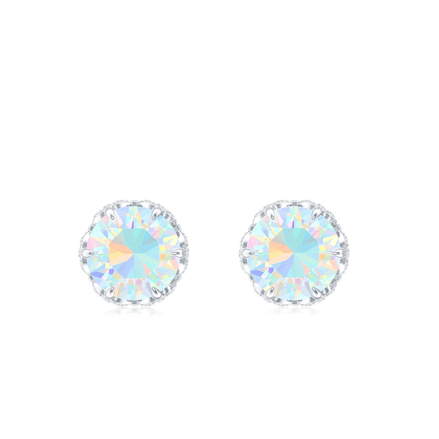 Designer Ethiopian Opal Stud Earrings with Diamond
