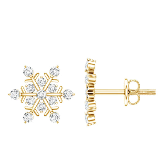 Lab Created Diamond Snowflake Stud Earrings With Screw Back
