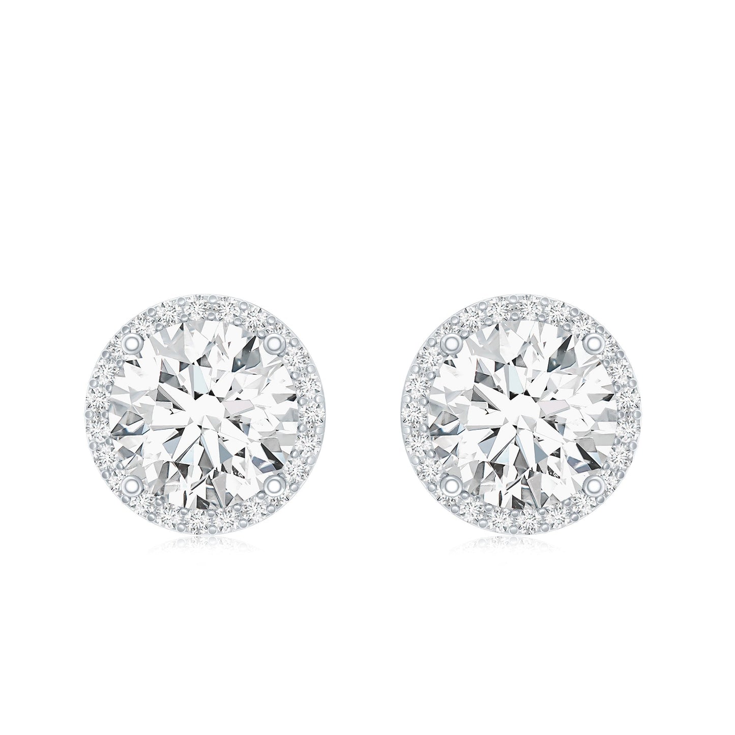 Round Halo Lab Grown Diamond Earring For Women