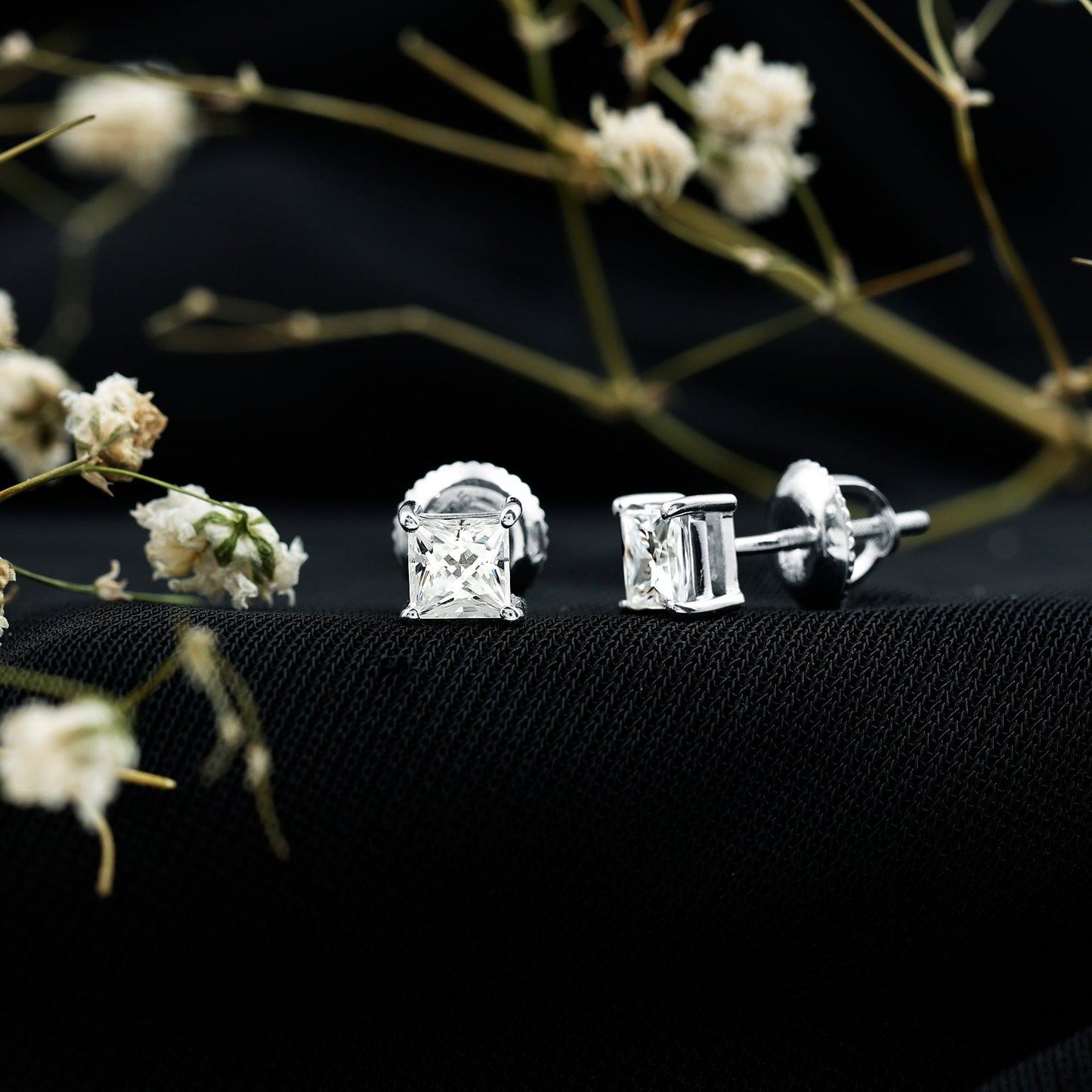 Certified Lab Created Diamond Square Earrings