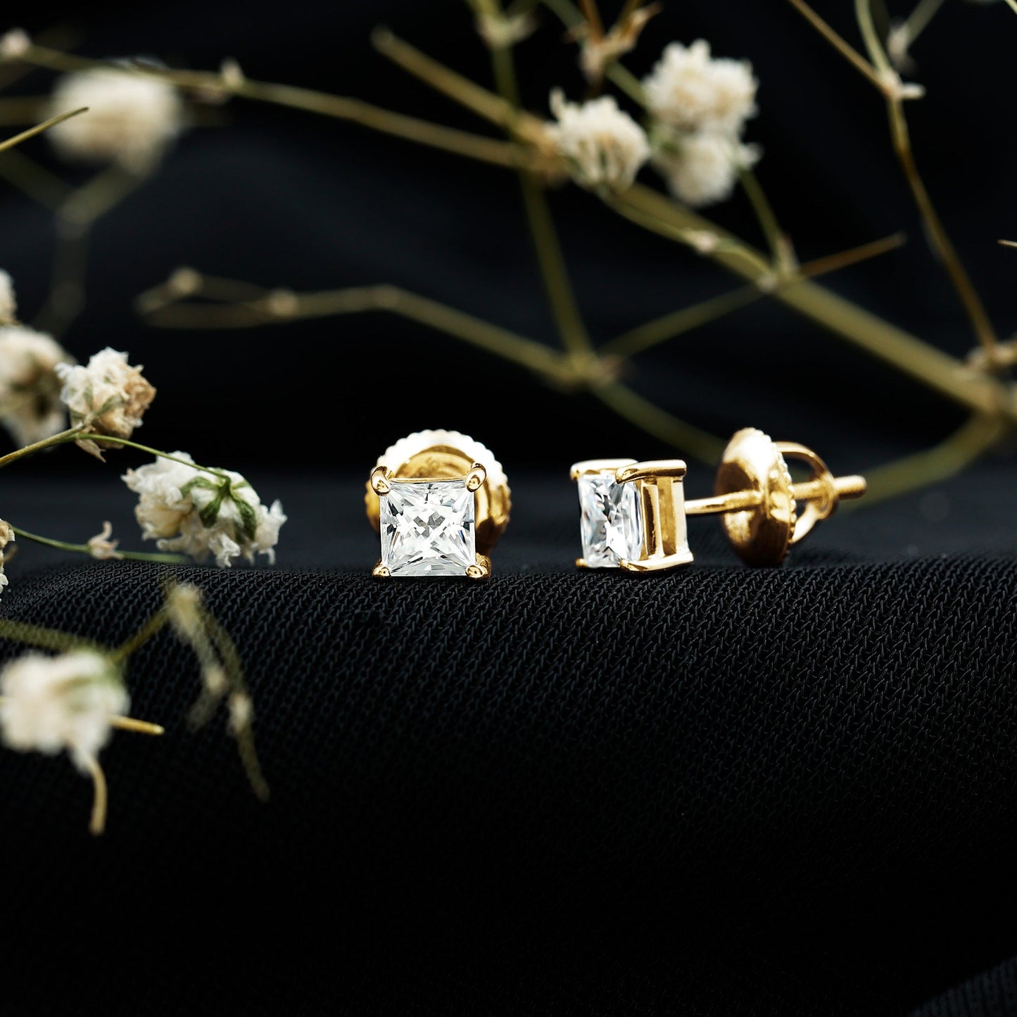 Certified Lab Created Diamond Square Earrings