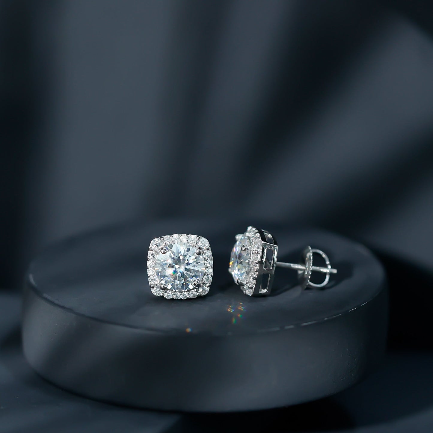 Certified Round Cut Lab Grown Diamond Halo Stud Earrings For Her