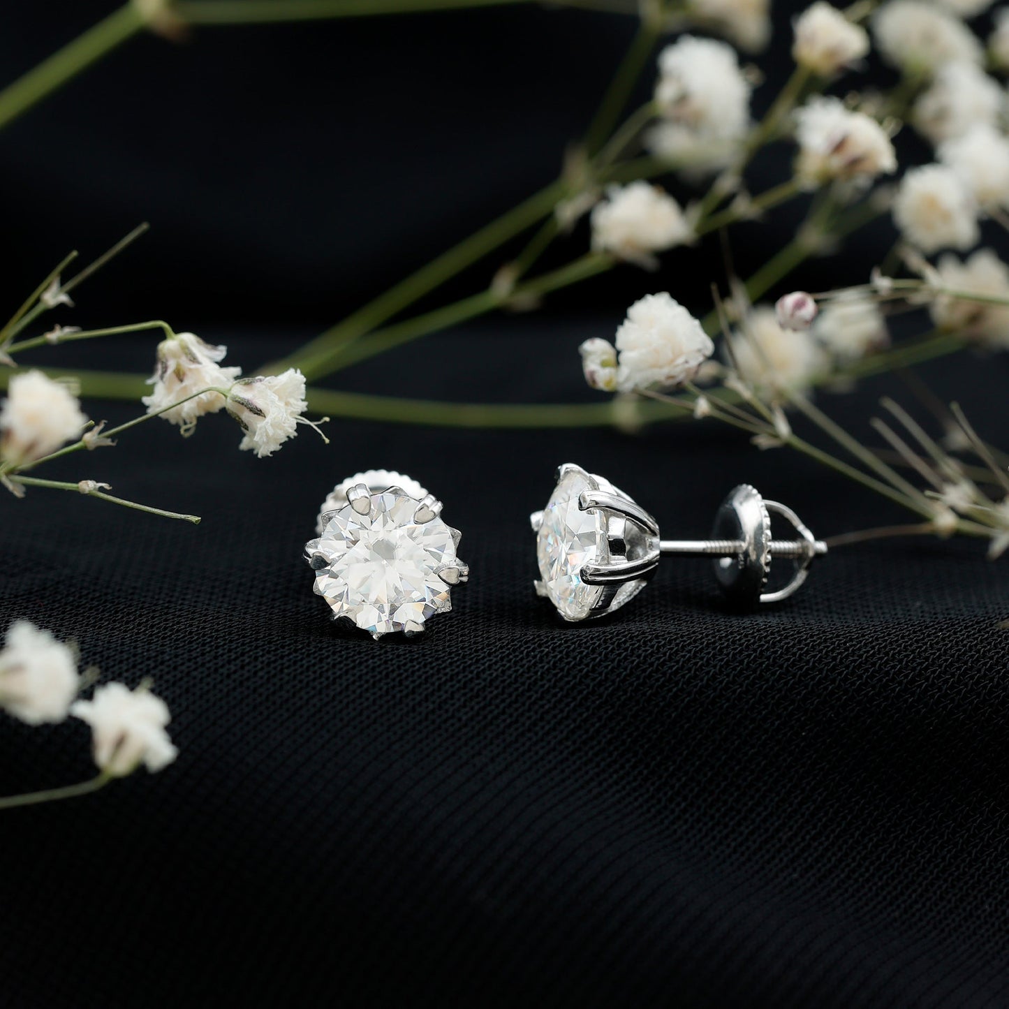 Certified 2.5 Carat Lab Created Diamond Solitaire Stud Earrings