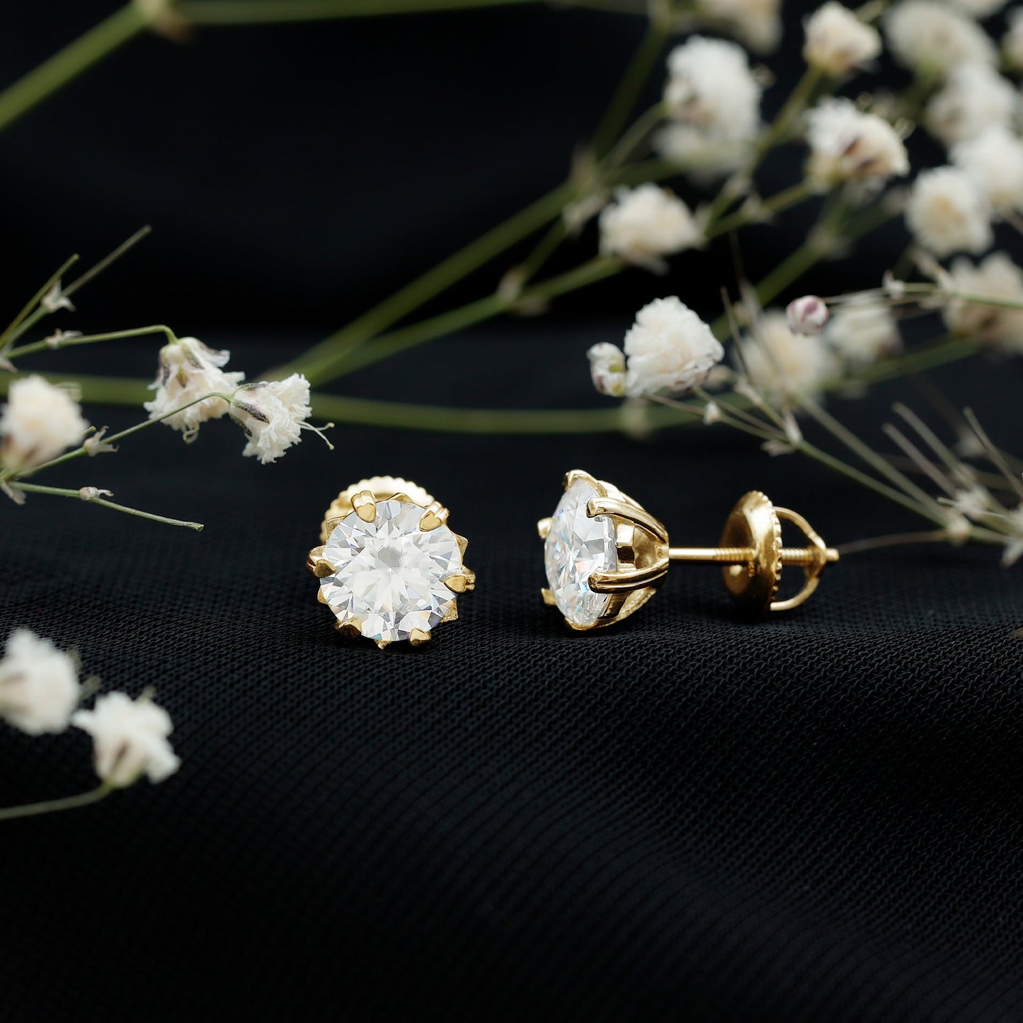 Certified 2.5 Carat Lab Created Diamond Solitaire Stud Earrings