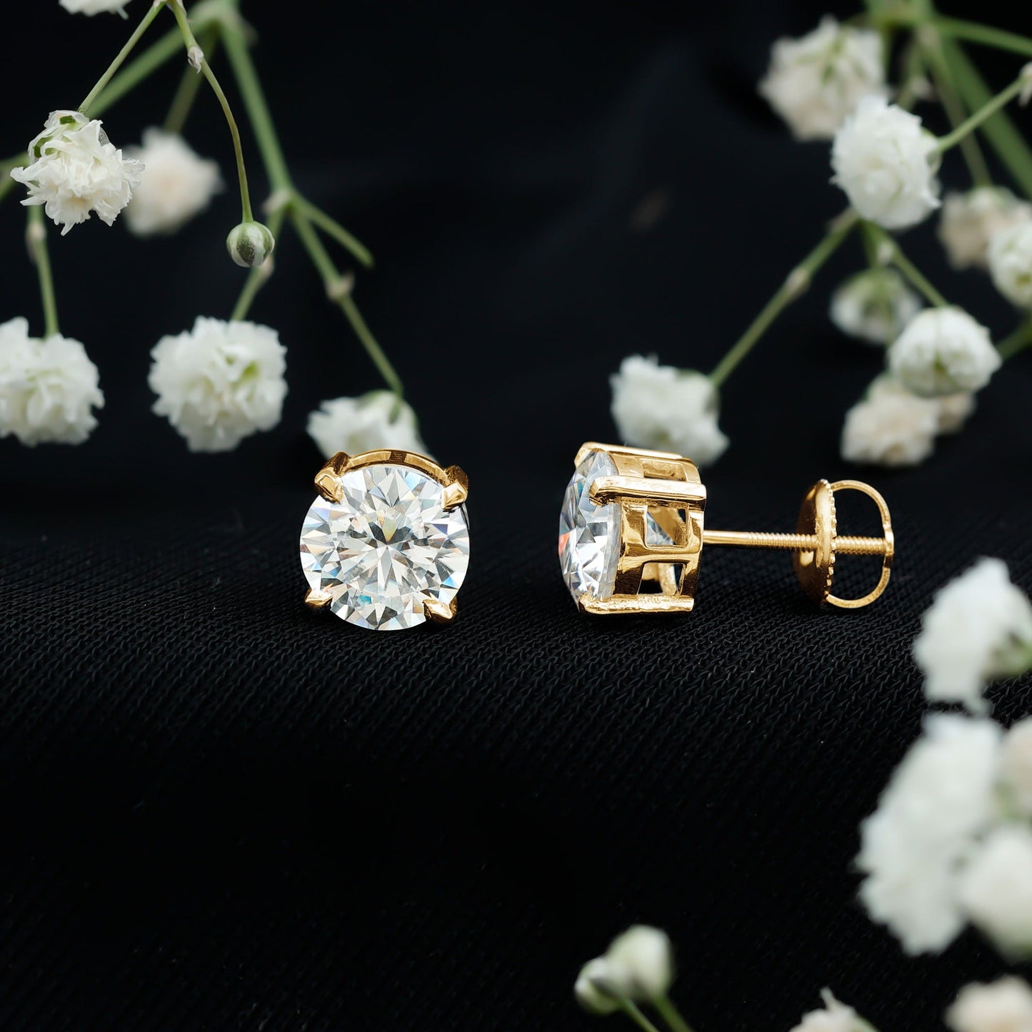Prong Set Lab Created Diamond Solitaire Stud Earrings