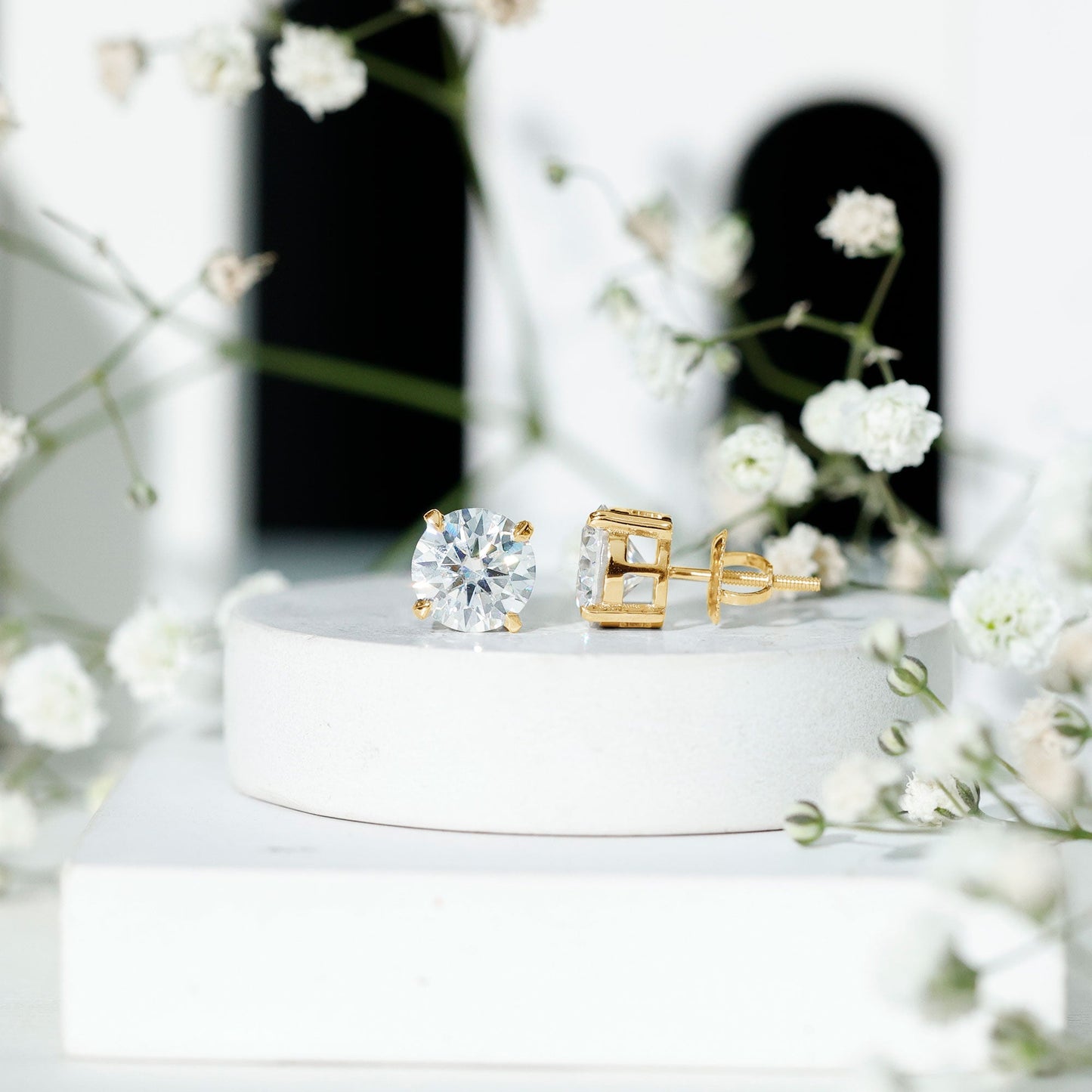 Prong Set Lab Created Diamond Solitaire Stud Earrings