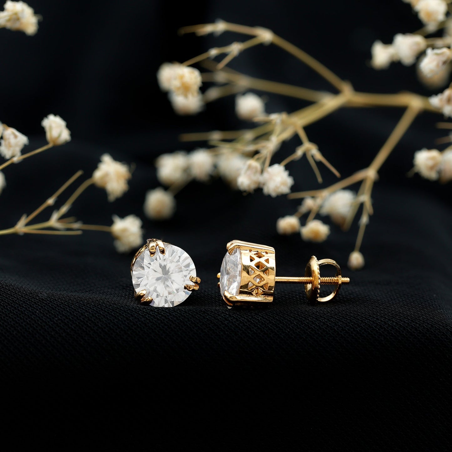 Certified 4 Carat Round Diamond Studs with Screw Back