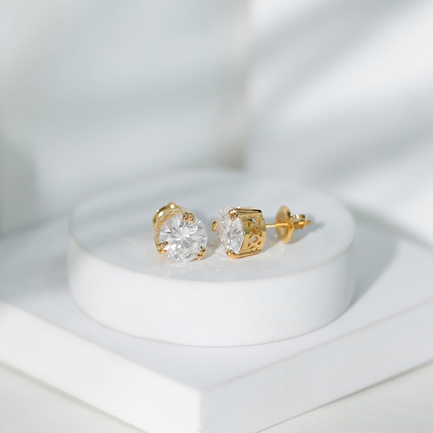 Certified 4 Carat Round Diamond Studs with Screw Back