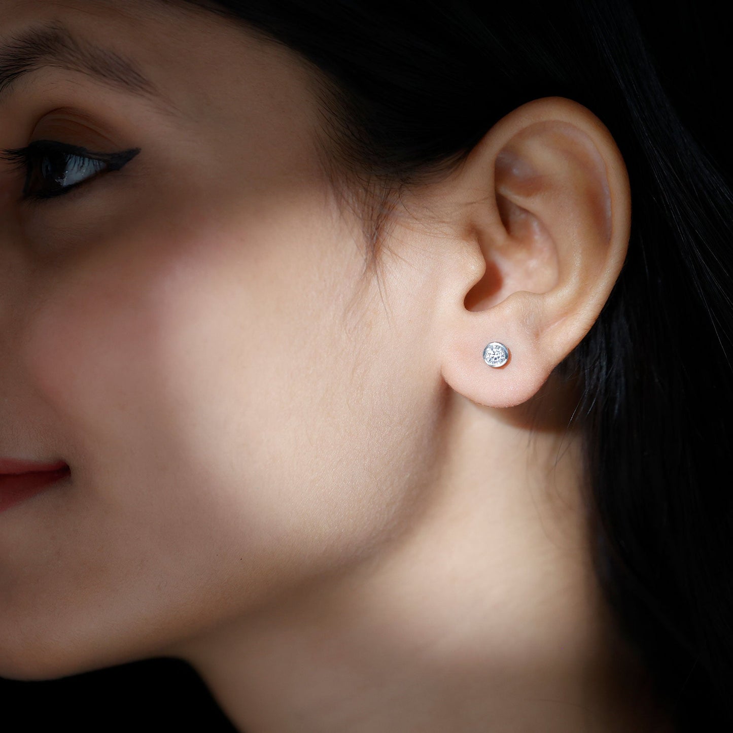 Bezel Set Lab Grown Diamond Solitaire Stud Earrings