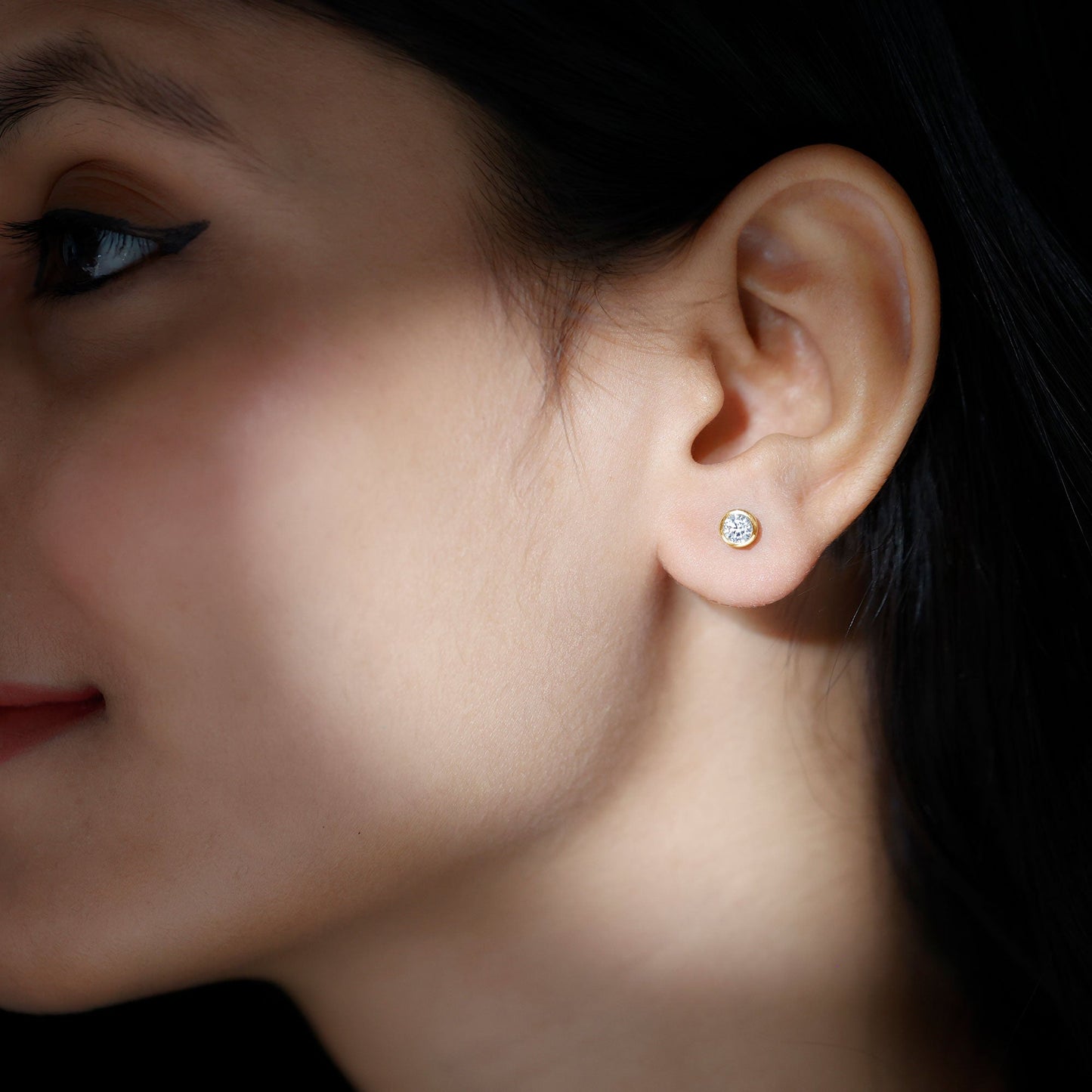 Bezel Set Lab Grown Diamond Solitaire Stud Earrings