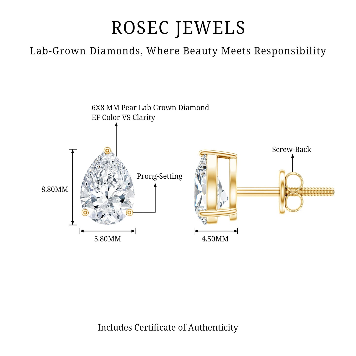 Certified 2.6 Carat Diamond Teardrop Earrings With Screw Back