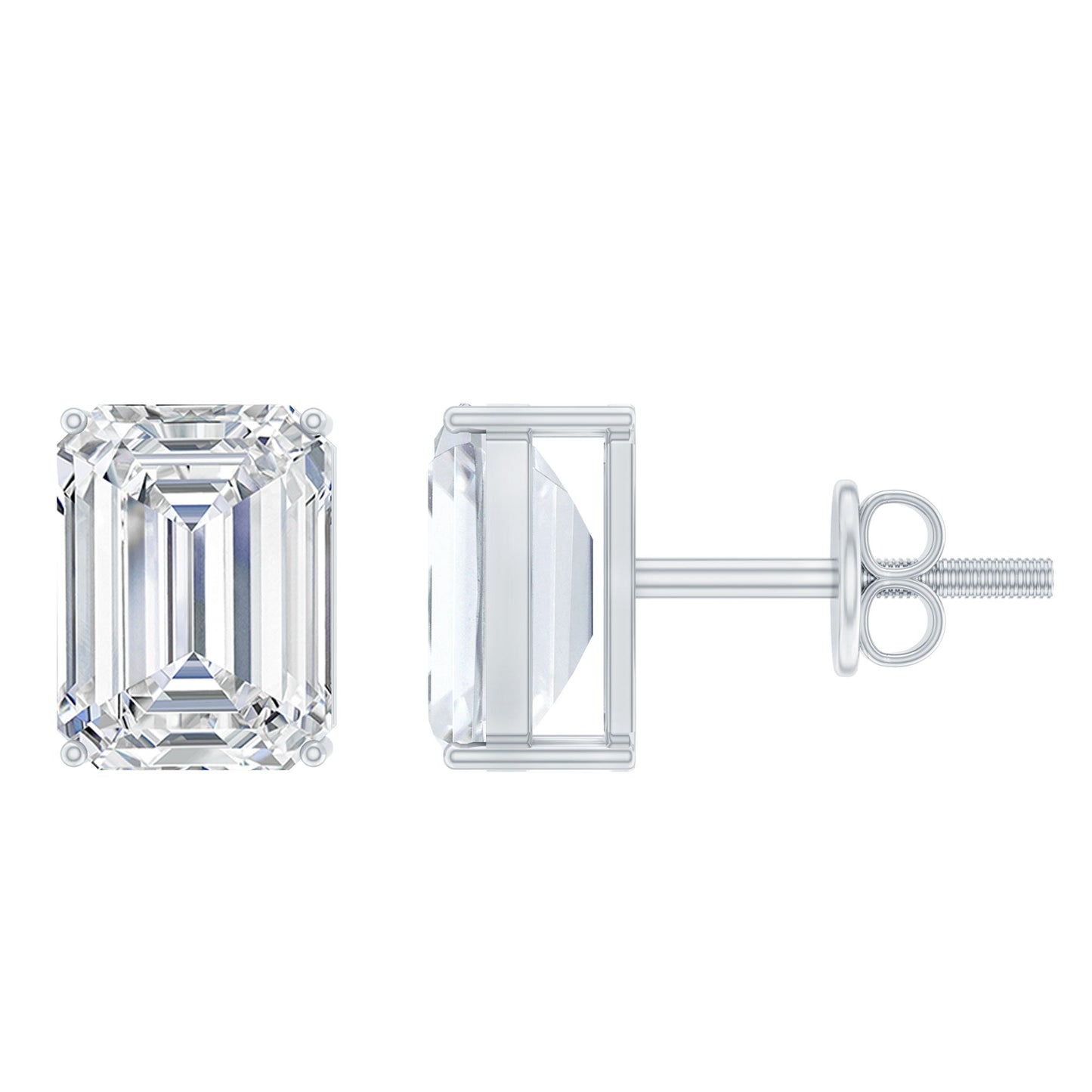 Emerald Cut Lab Created Diamond Stud Earrings