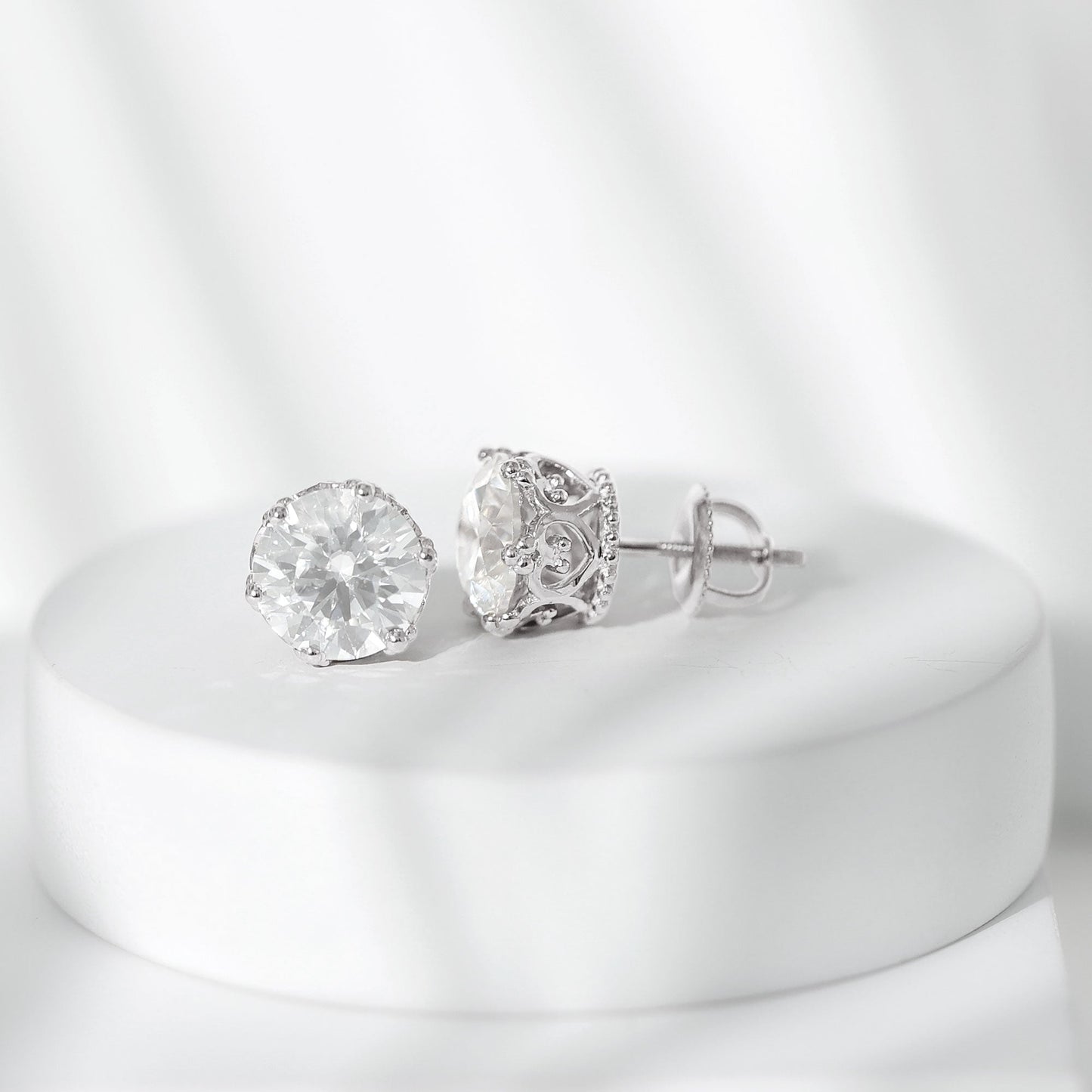 Certified Lab Created Diamond Crown Earrings for Women
