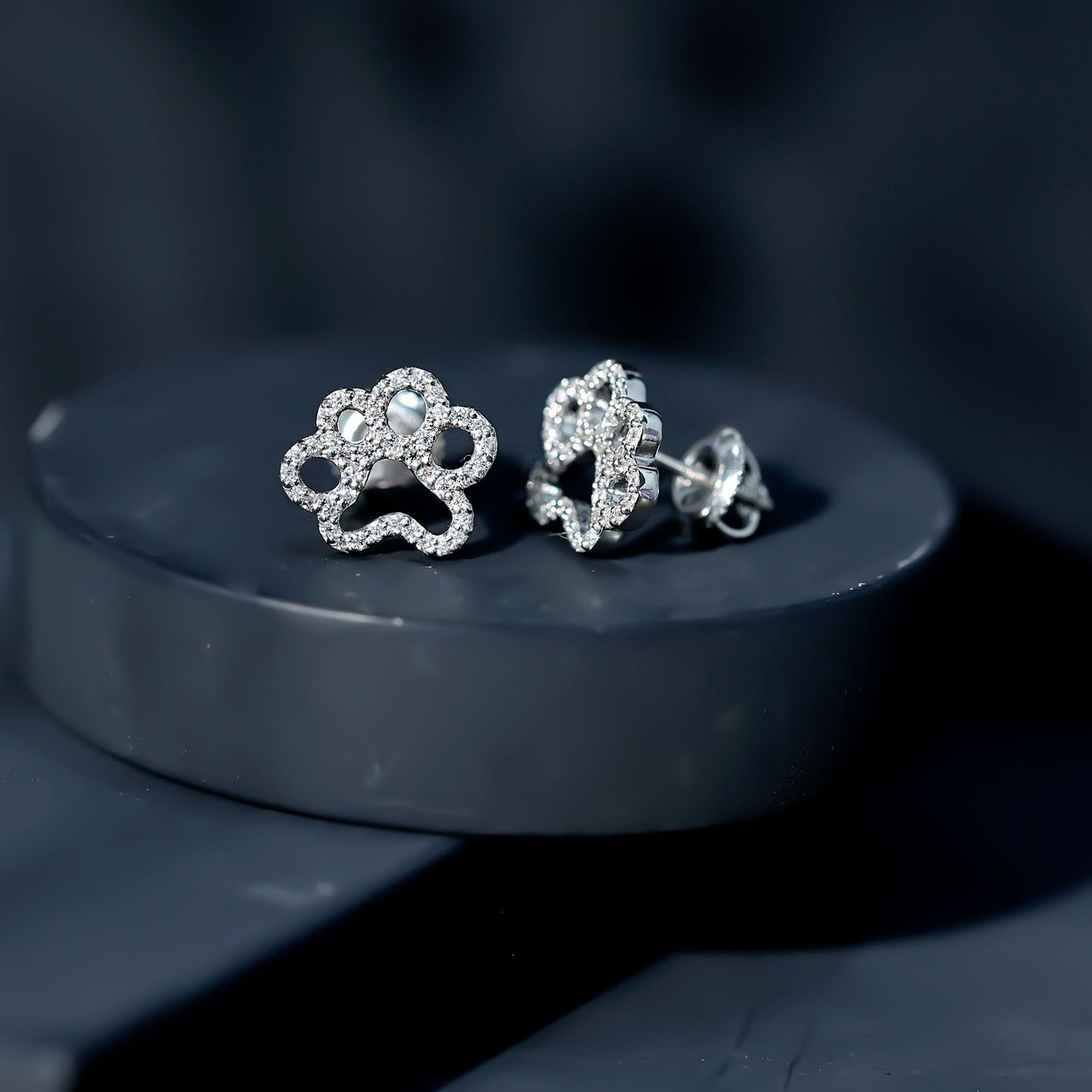 Lab Grown Diamond Paw Print Earrings For Women
