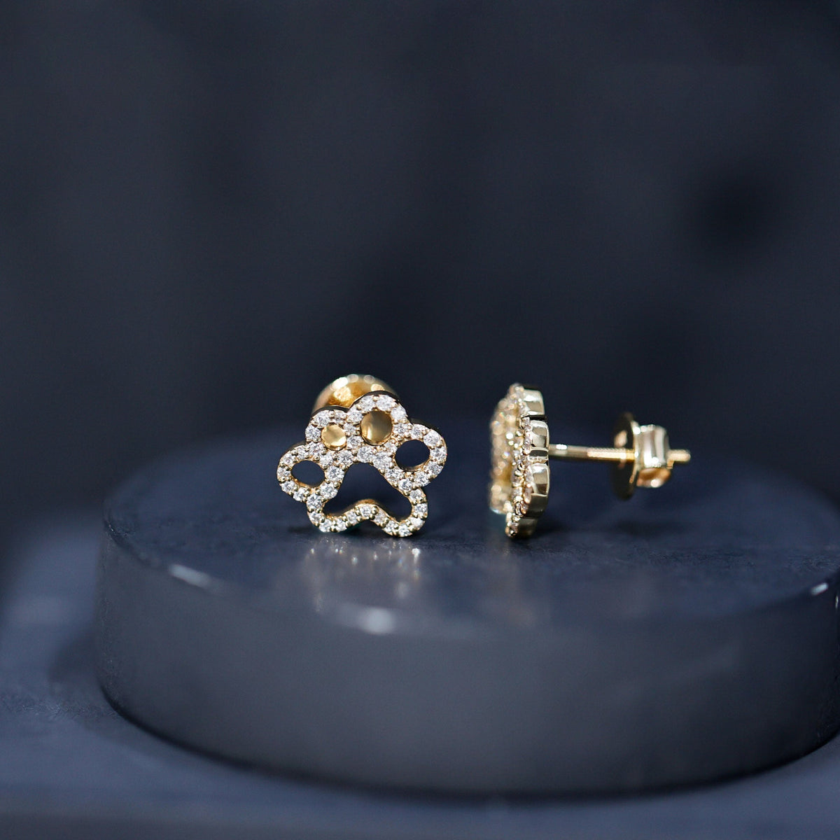 Lab Grown Diamond Paw Print Earrings For Women