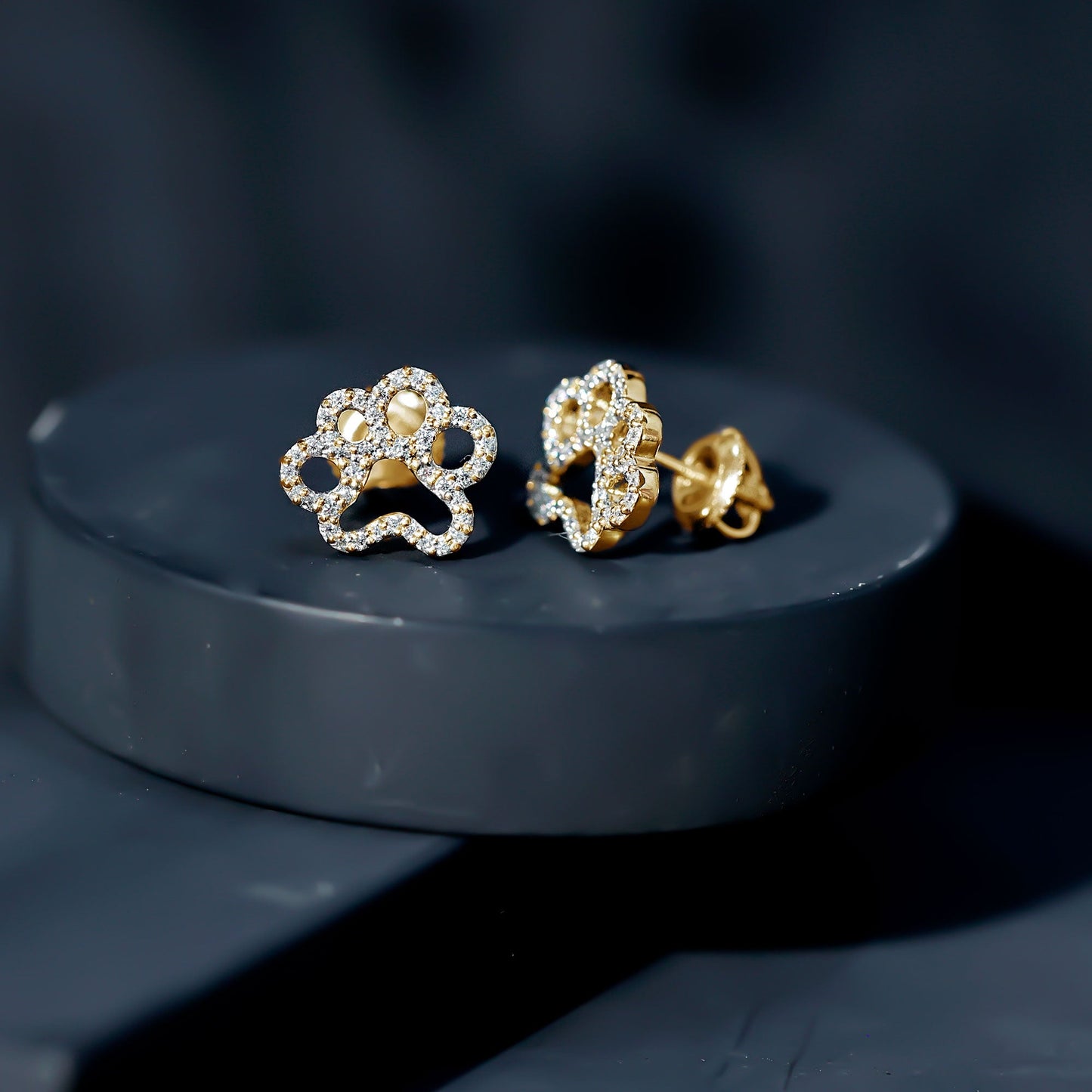 Lab Grown Diamond Paw Print Earrings For Women