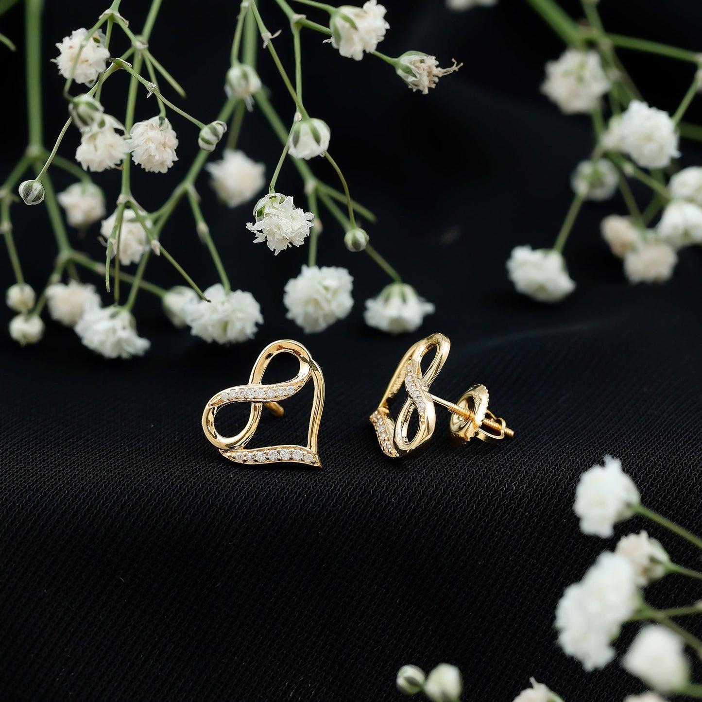 Certified Lab Created Diamond Heart Infinity Stud Earrings