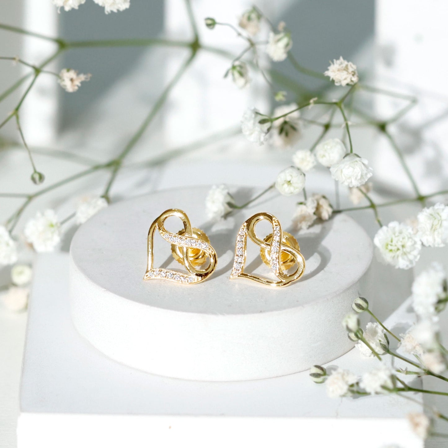 Certified Lab Created Diamond Heart Infinity Stud Earrings