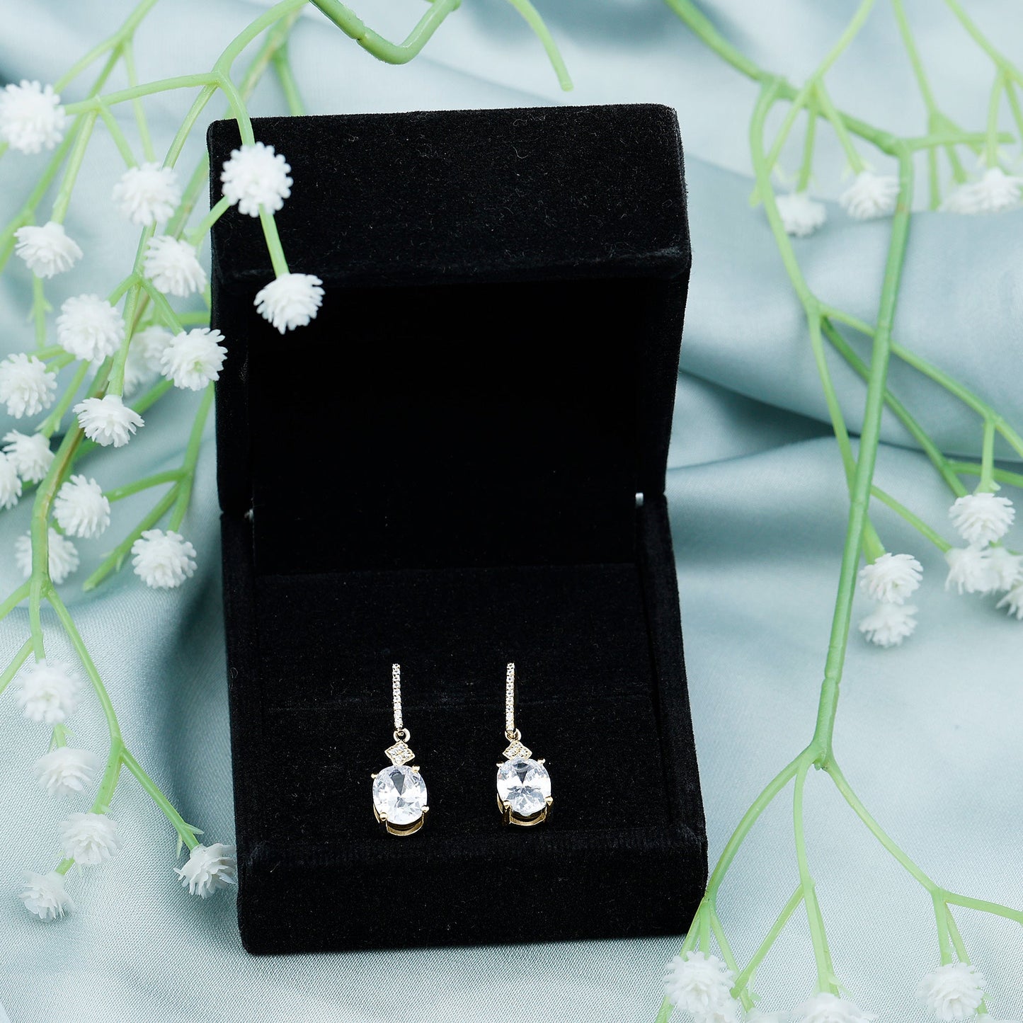 Oval Cut Lab Grown Diamond Dangling Earrings For Bride
