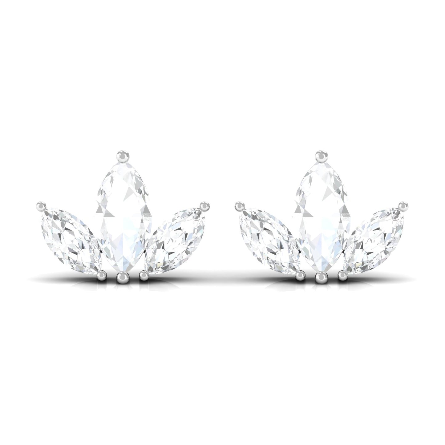 Marquise Cut Diamond Leaf Stud Earrings for Women