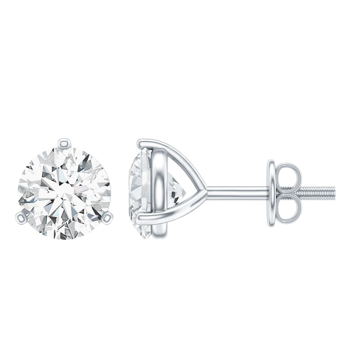 1 Carat Certified Moissanite Martini Stud Earrings