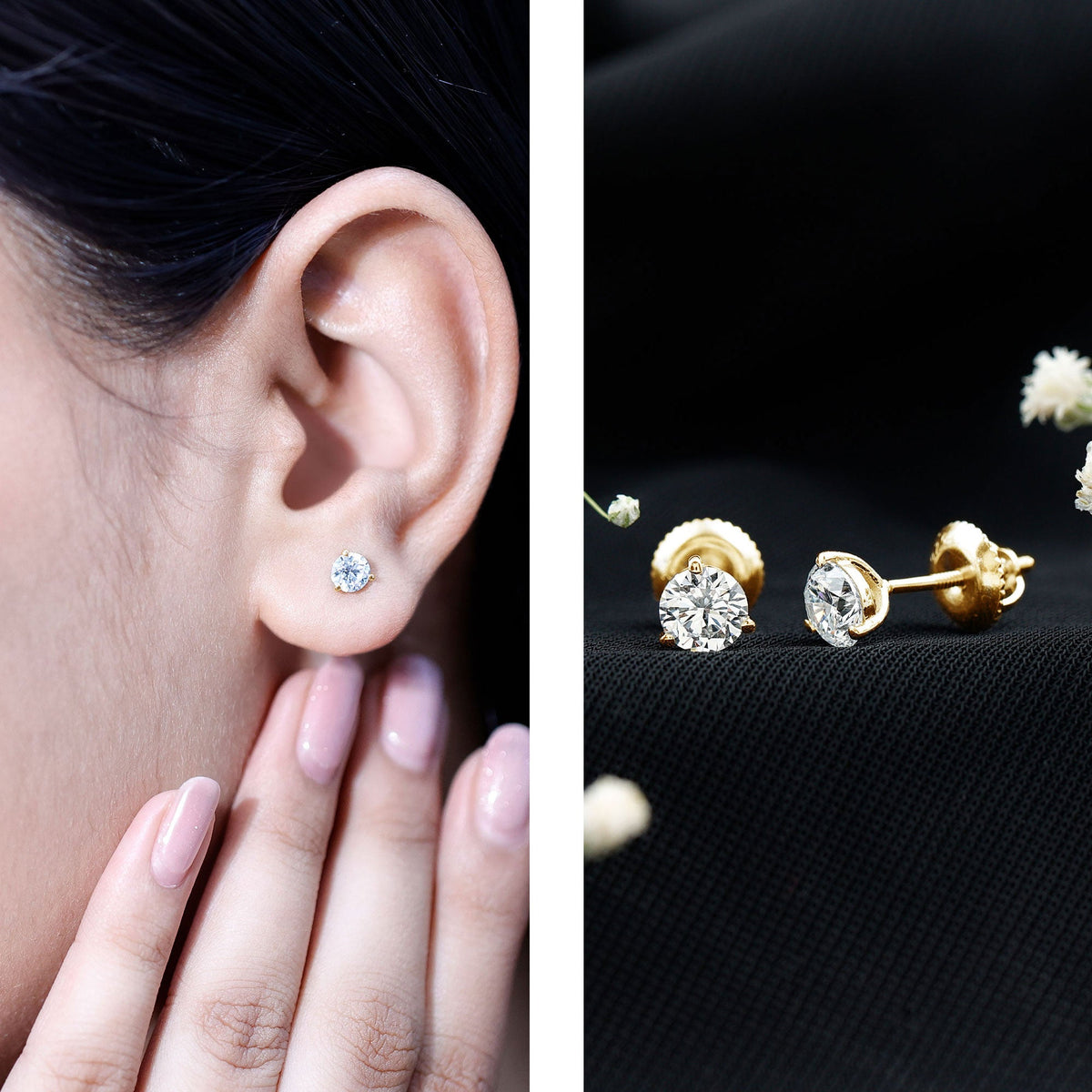 1 Carat Certified Moissanite Martini Stud Earrings