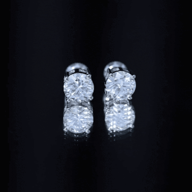 Certified 2.7 Carat Moissanite Stud Earrings in Silver