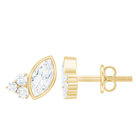 Marquise Shape Moissanite Stud Earrings with Screw Back