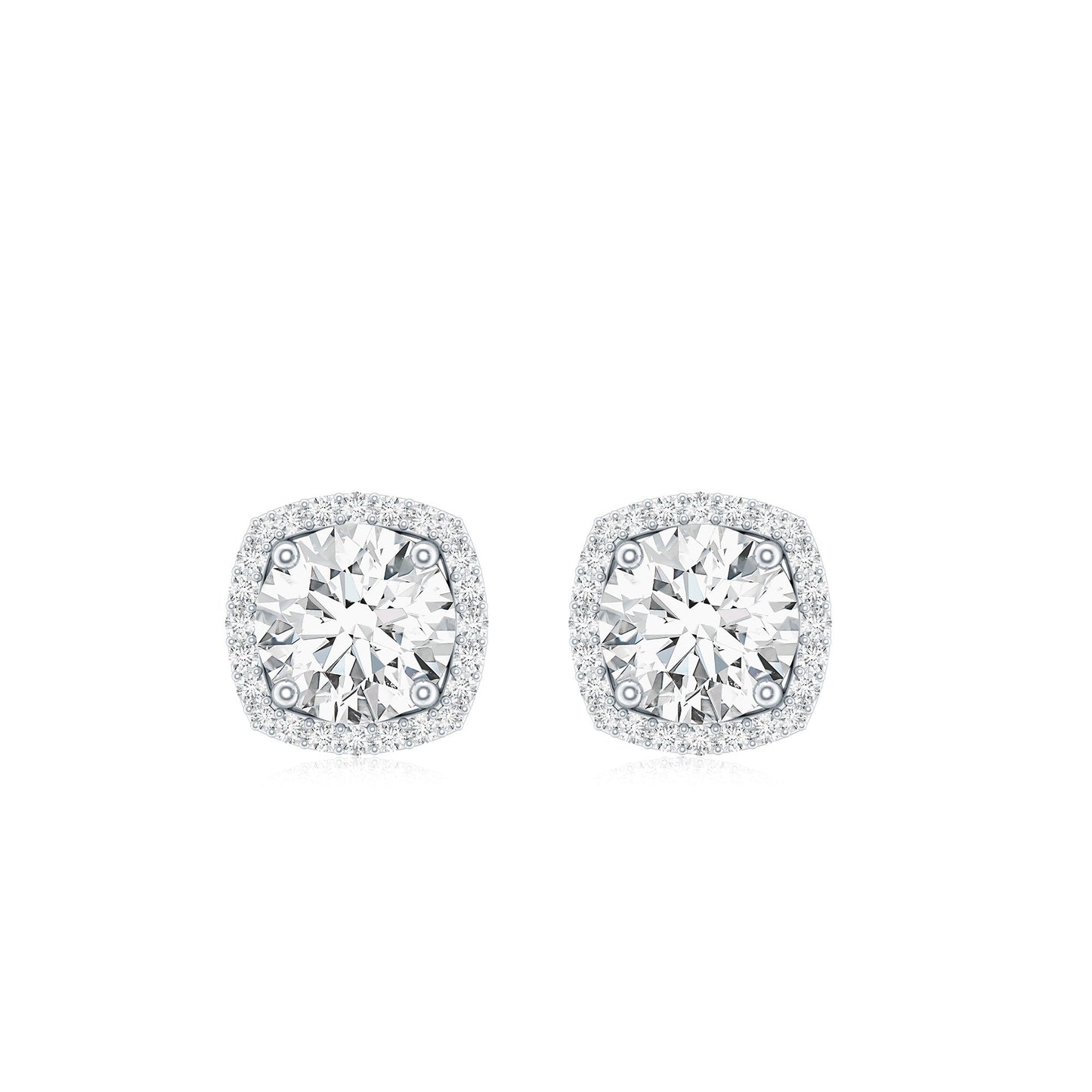 1.9 Carat Round Shape Moissanite Stud Earrings with Halo