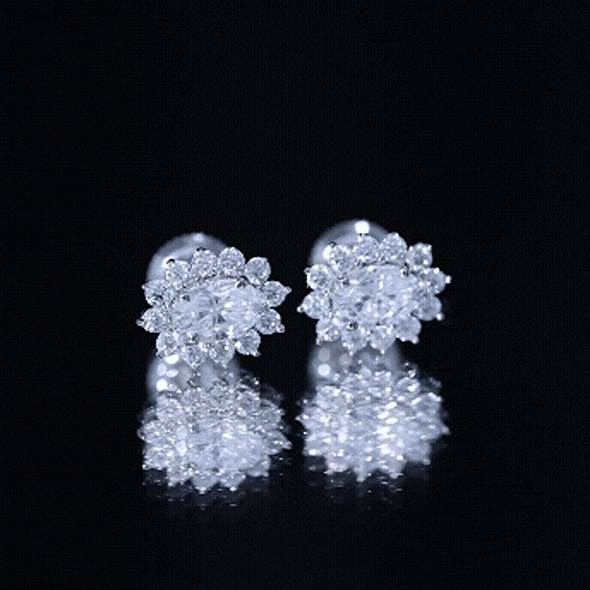 Certified Oval Shaped Moissanite Halo Stud Earrings in Silver