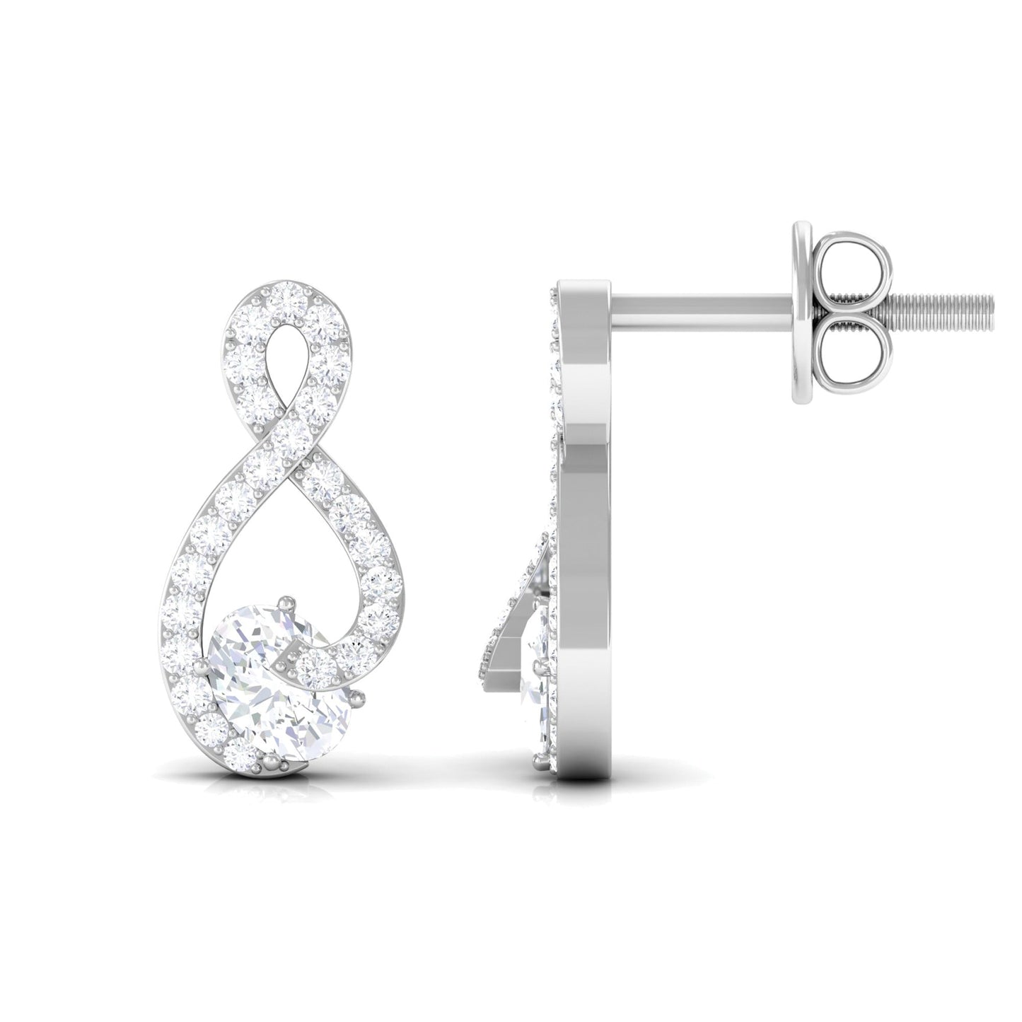 Certified Moissanite Infinity Stud Earrings with Screw Back