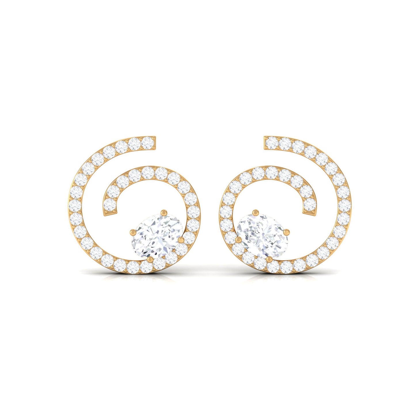 Certified Moissanite Swirl Stud Earrings for Women