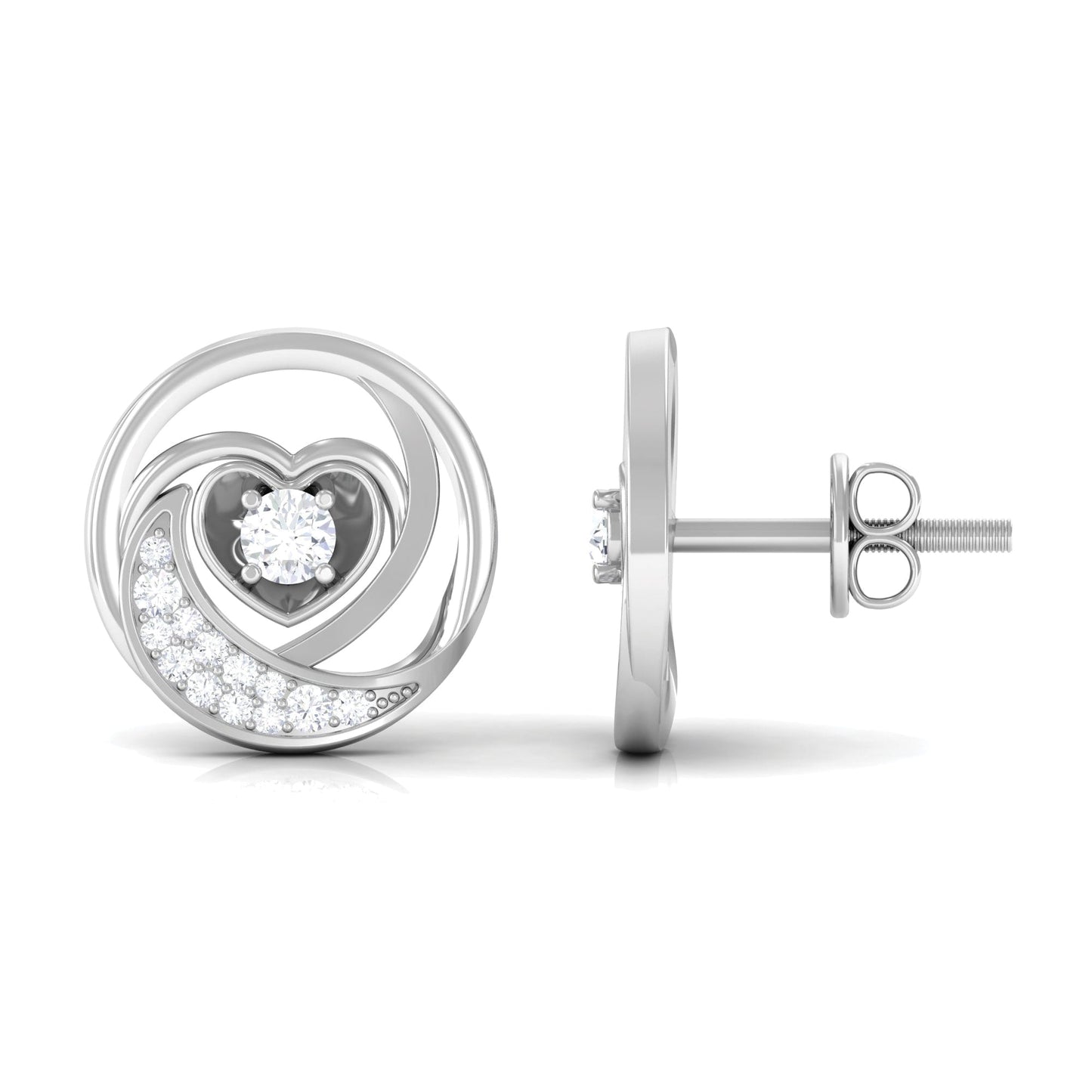 Certified Moissanite Heart Stud Earrings for Women