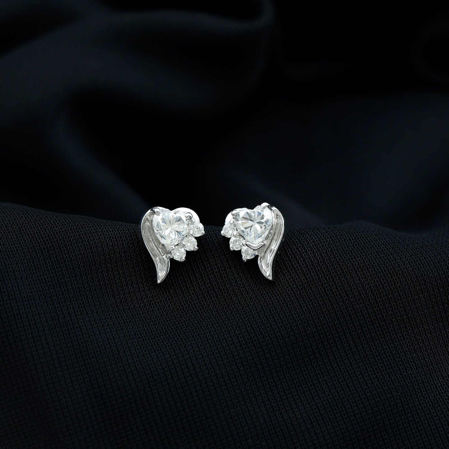 Heart Shape Moissanite Stud Earrings with Screw Back