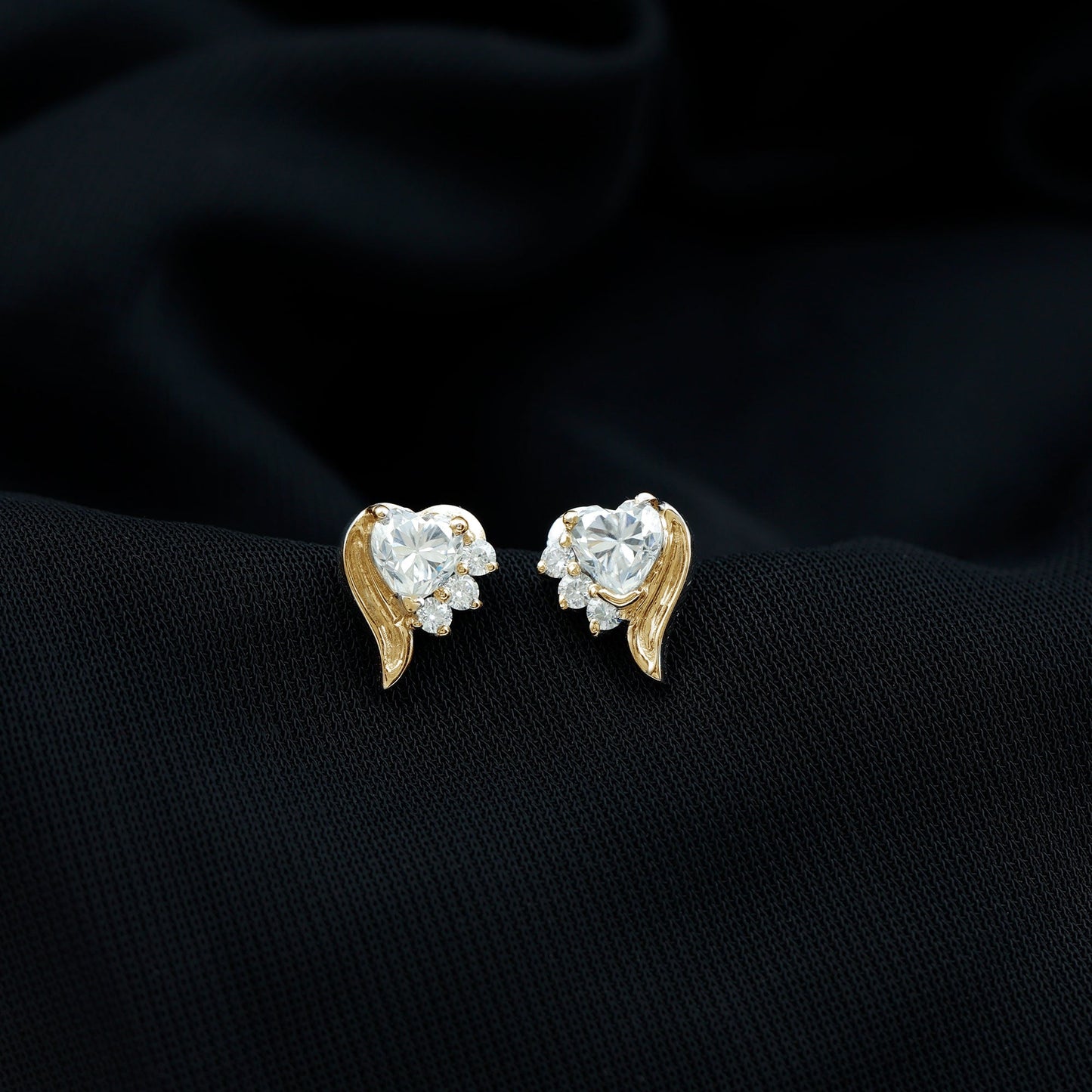 Heart Shape Moissanite Stud Earrings with Screw Back
