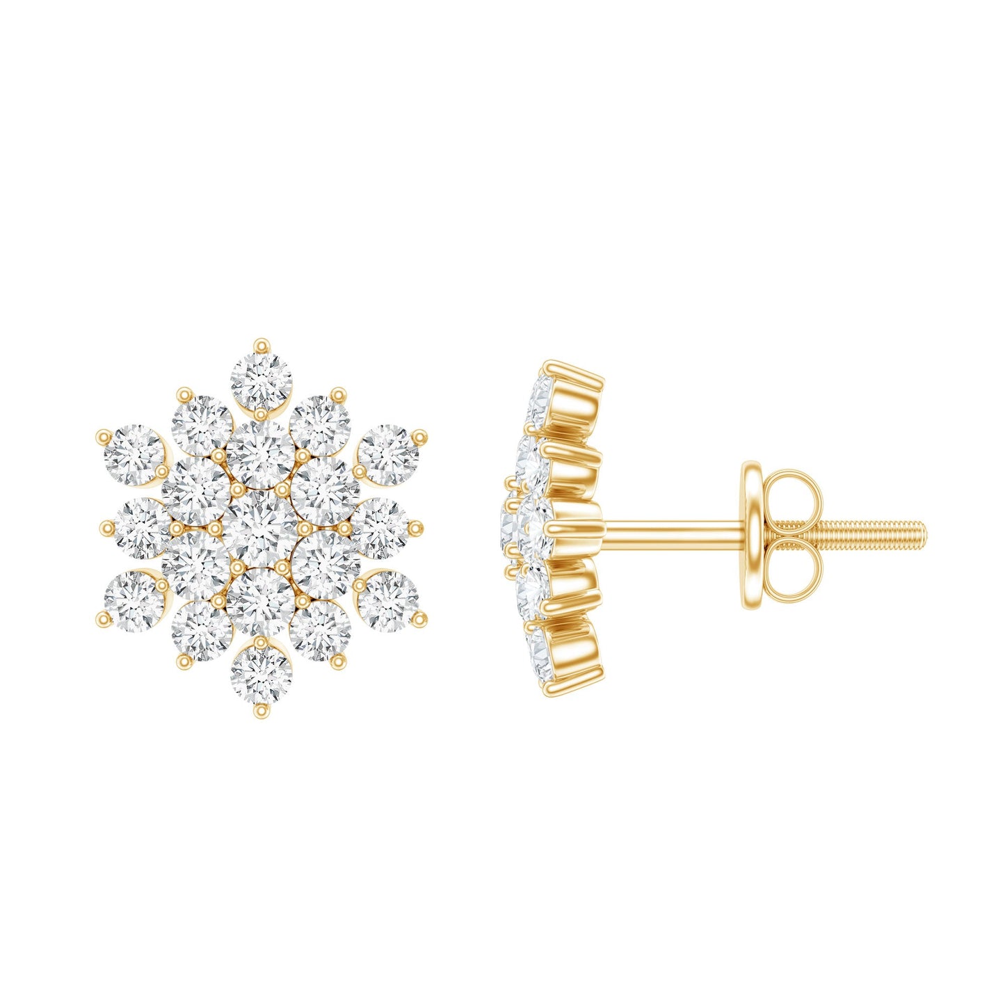 Certified Moissanite Cluster Stud Earrings for Women