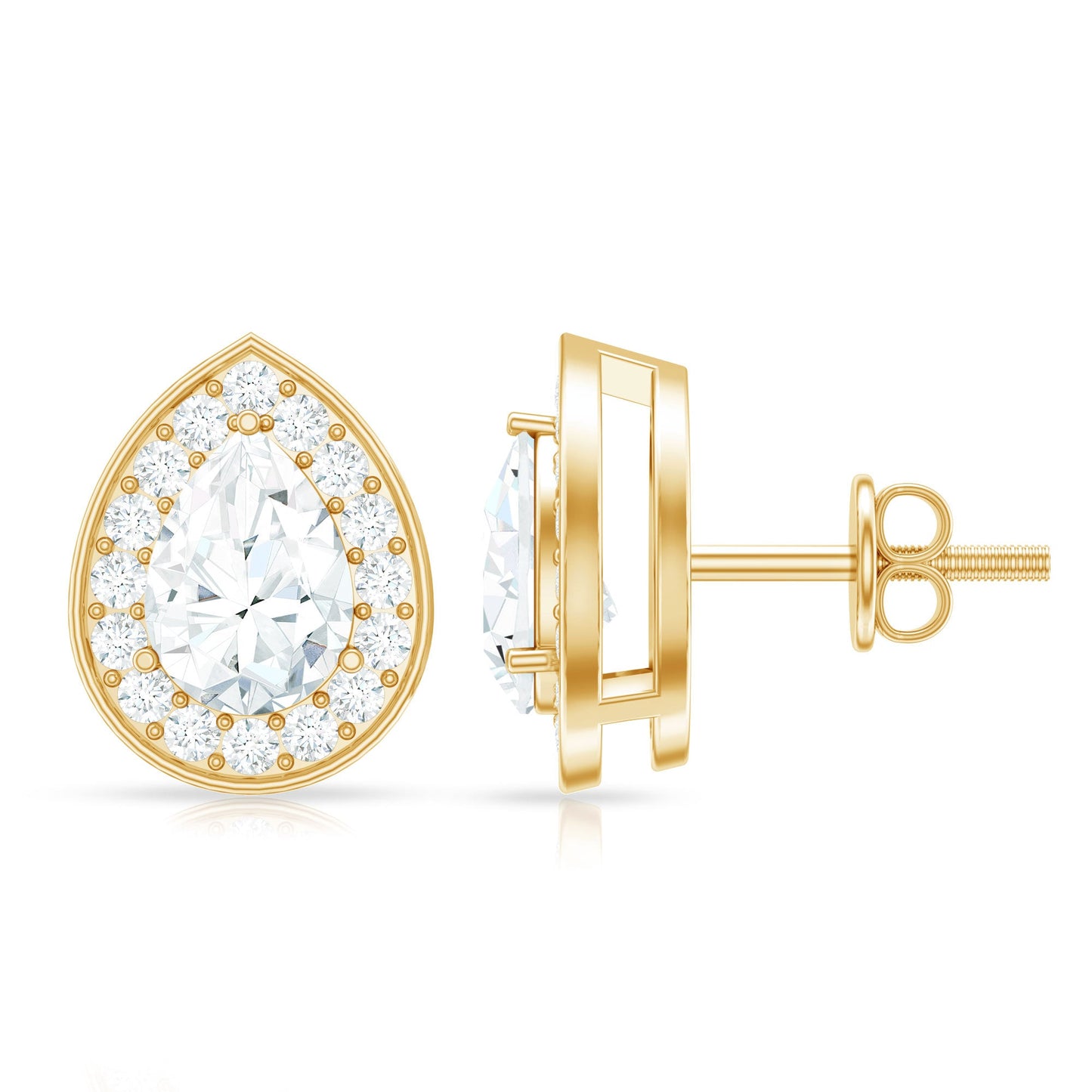 Certified Pear Shape Moissanite Teardrop Earrings with Halo