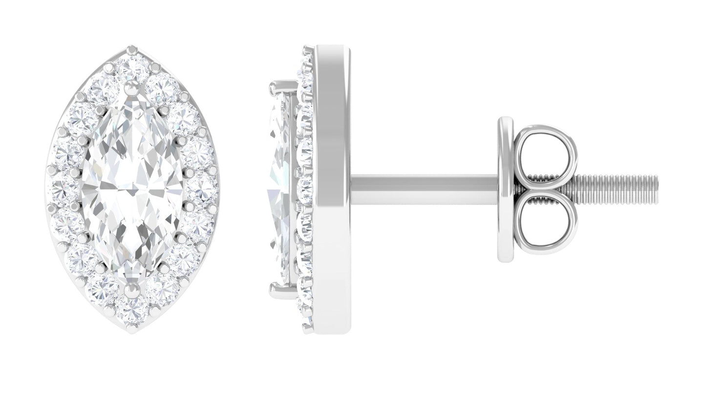 Certified Marquise Moissanite Stud Earrings with Halo