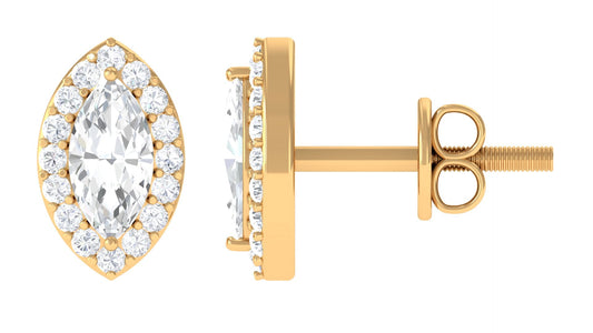 Certified Marquise Moissanite Stud Earrings with Halo