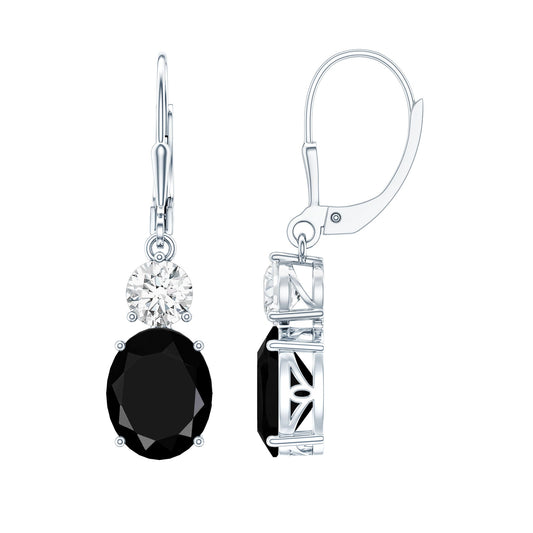 8 Carat Oval Lab Grown Black Diamond Drop Earrings in Silver
