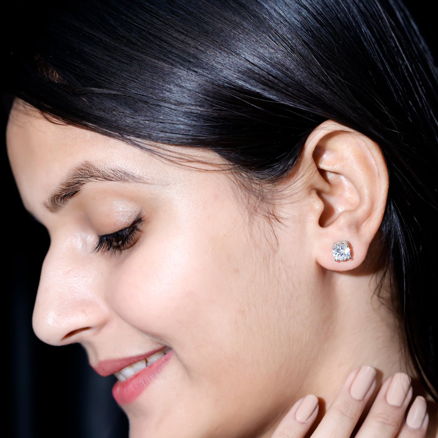 4 Carat Round Cubic Zirconia Stud Earrings in Silver