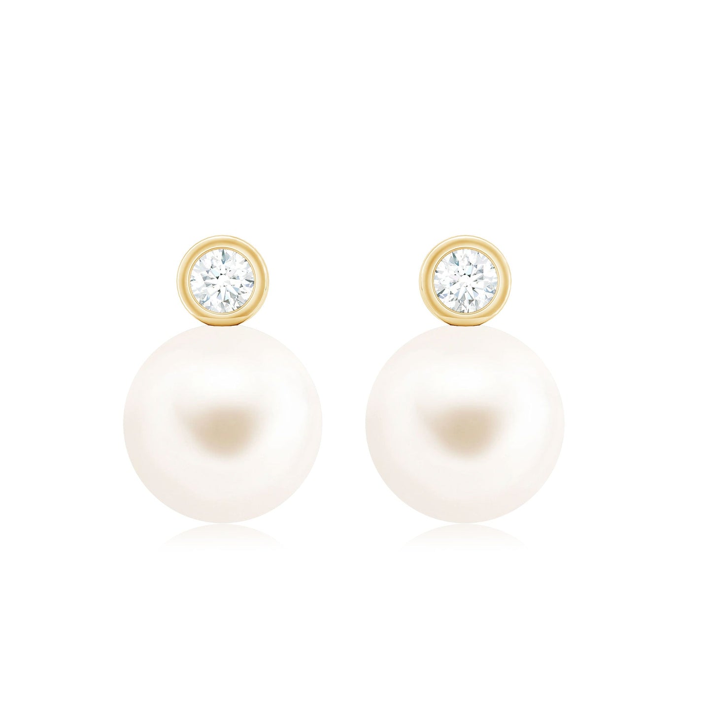 Genuine Freshwater Pearl Diamond Stud Earrings with Screw Back