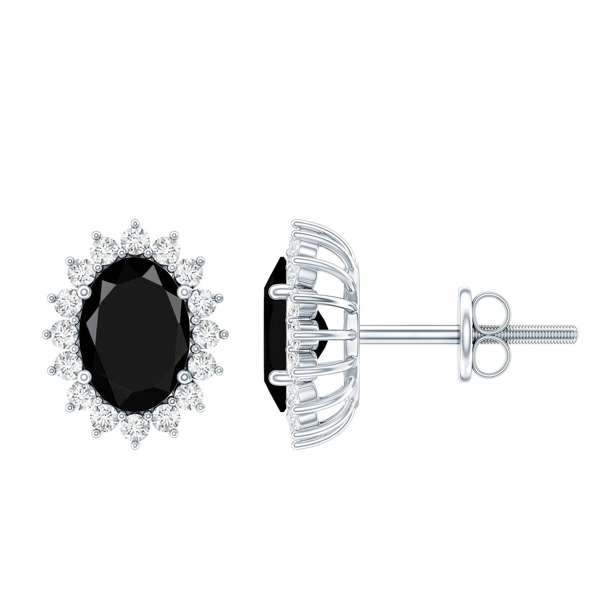 Certified 2.6 Carat Lab Grown Black Diamond Stud Earrings With Screw Back
