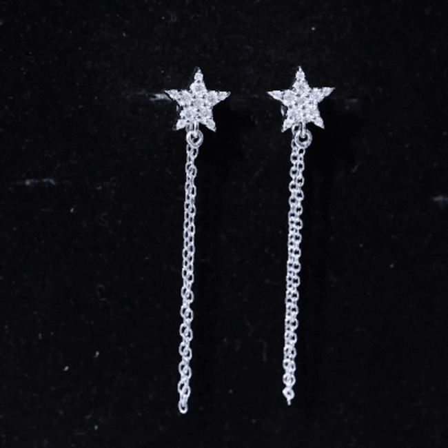 Certified Moissanite Star Chain Earrings For Women
