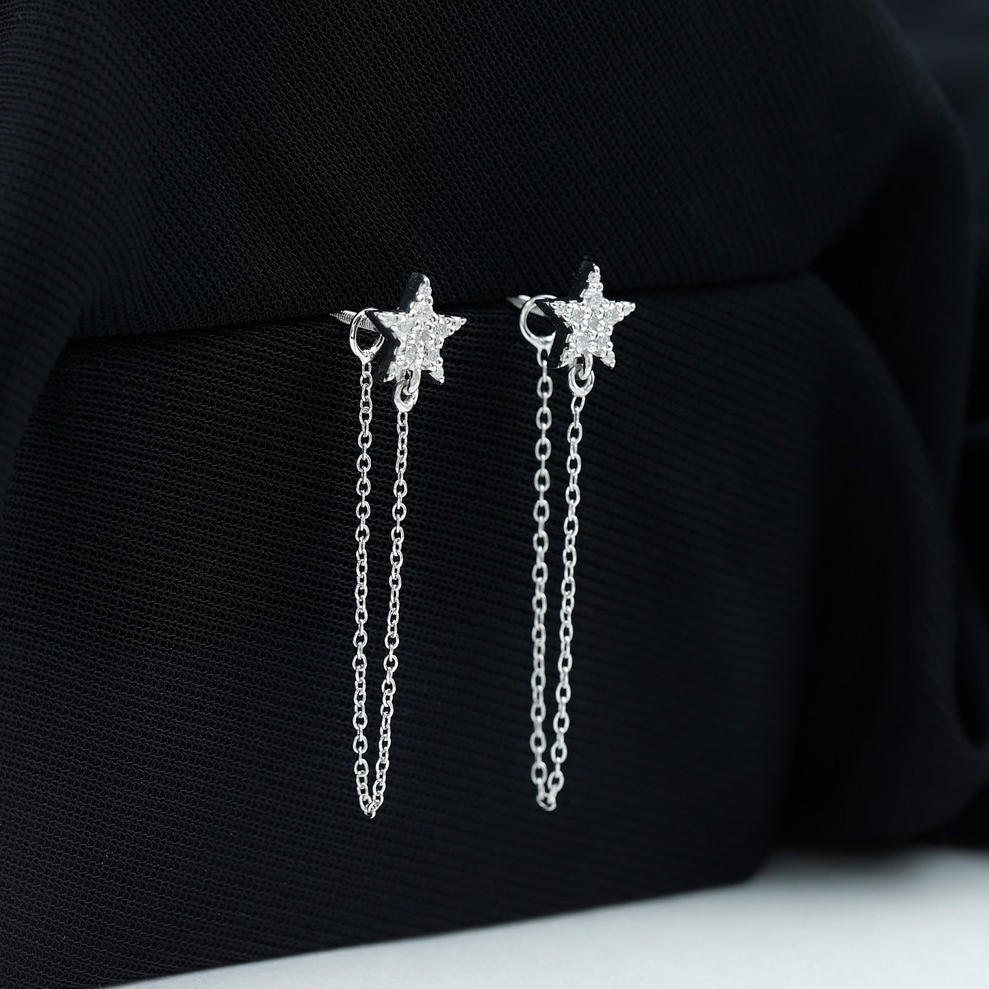 Certified Moissanite Star Chain Earrings For Women