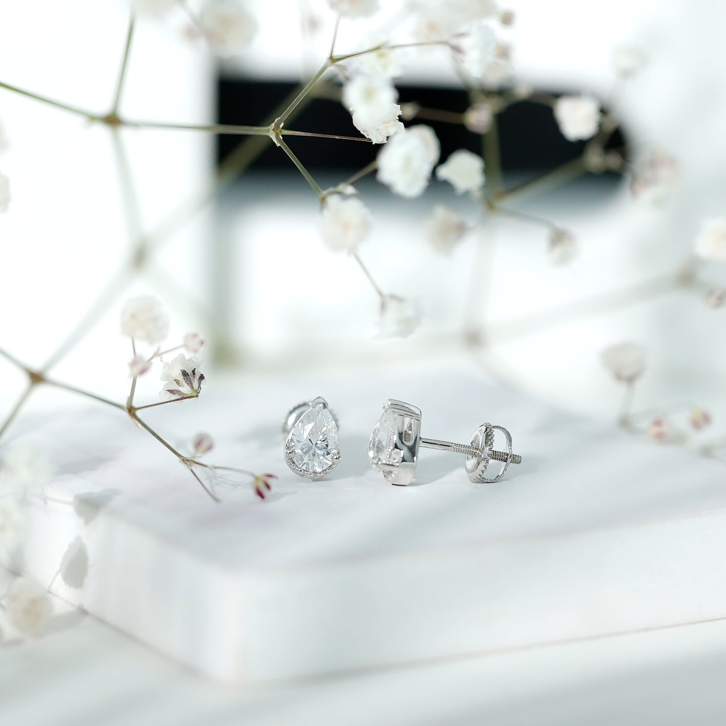 Certified 1.5 Carat Pear Shaped Moissanite Stud Earrings