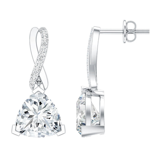 Certified 3 Carat Trilliant Cut Moissanite Infinity Drop Earrings